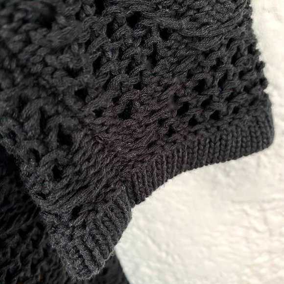 Boho Crochet Dress | Black Cotton Long Top or Short Dress - Picture 5 of 8